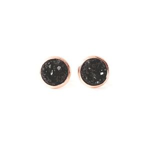 small black druzy earrings, rose gold earrings
